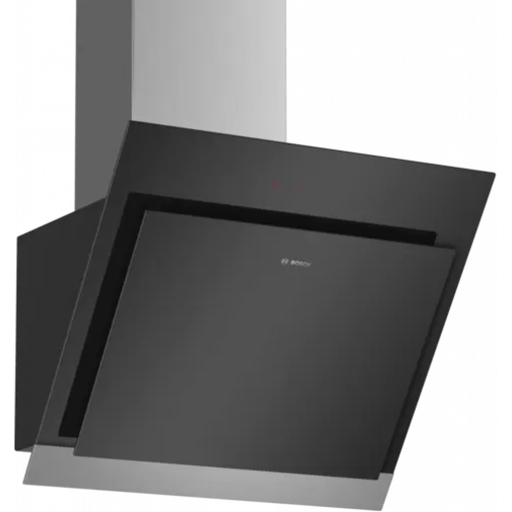 Bosch Serie 4 Wall-mounted Touch Control Angled Cooker Hood 60cm DWK67HM60B Clear Glass Black Printed