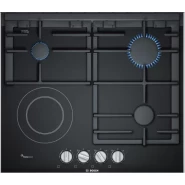 Bosch PRY6A6B70 3 Gas +1 Electric Built In Hob, 60cm, Front Knobs - Black