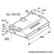 Bosch 60cm Series 4 Under Cabinet Cooker Hood, Kitchen Extractor Fan, DHU665CGB - Stainless Steel