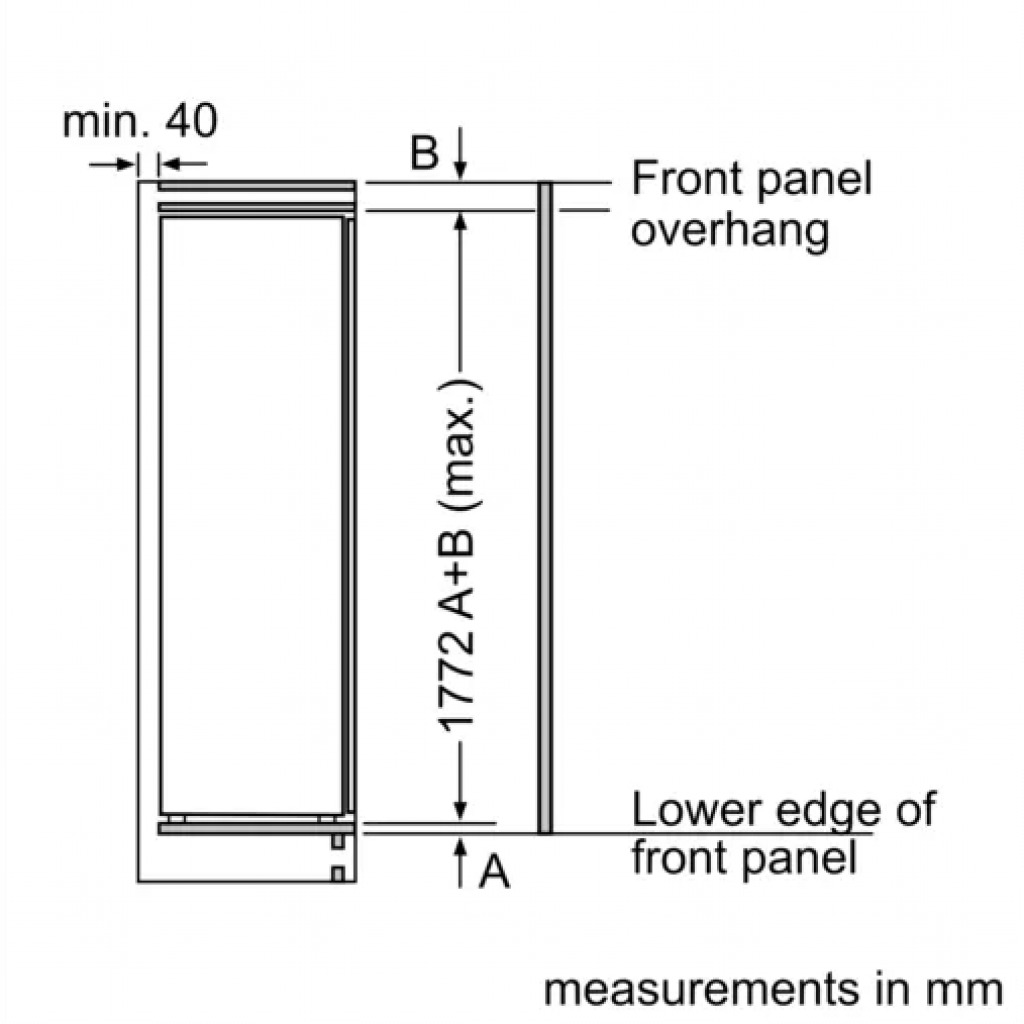 Bosch Tall Integrated Built-in Frost Free Fridge Freezer w/ Fixed Hinge, 177.2 x 55.8cm | GIN81AEF0G