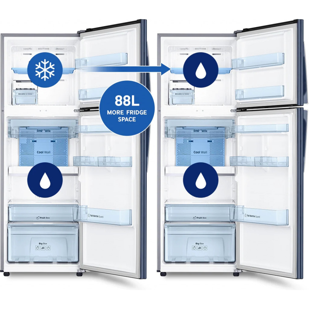 Samsung 280 - Litres Frost Free Top Freezer Refrigerator, Digital Inverter Compressor | RT28 K3032S8 - Inox