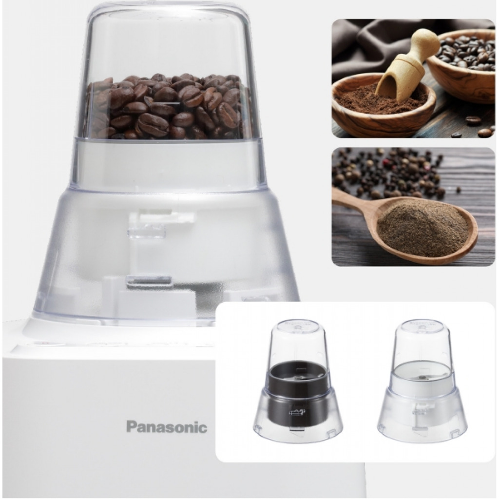 Panasonic 800W Glass Jug Blender MX-MG5421, Smoothie Maker, Ice Crush Function, 2 Attachments - White