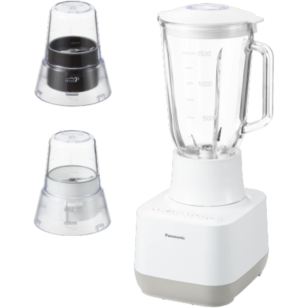 Panasonic 800 W Glass Jug Blender MX-MG5421, Smoothie Maker, Ice Crush Function, 2 Attachments - White