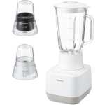 Panasonic 800 W Glass Jug Blender MX-MG5421, Smoothie Maker, Ice Crush Function, 2 Attachments - White