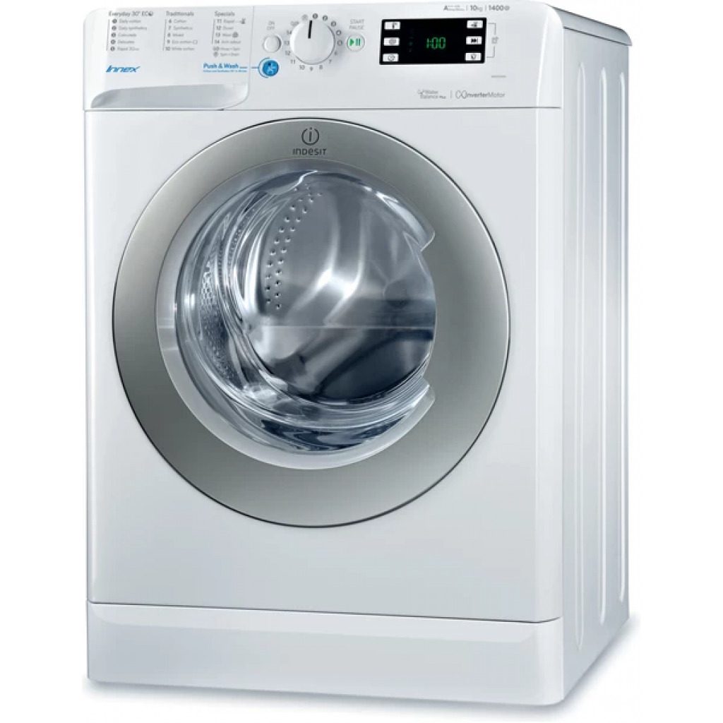 Indesit Freestanding Front Loading Washing Machine: 10kg BWE101484 Inverter Motor - White