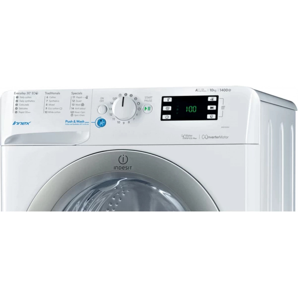Indesit Freestanding Front Loading Washing Machine: 10kg BWE101484 Inverter Motor - White