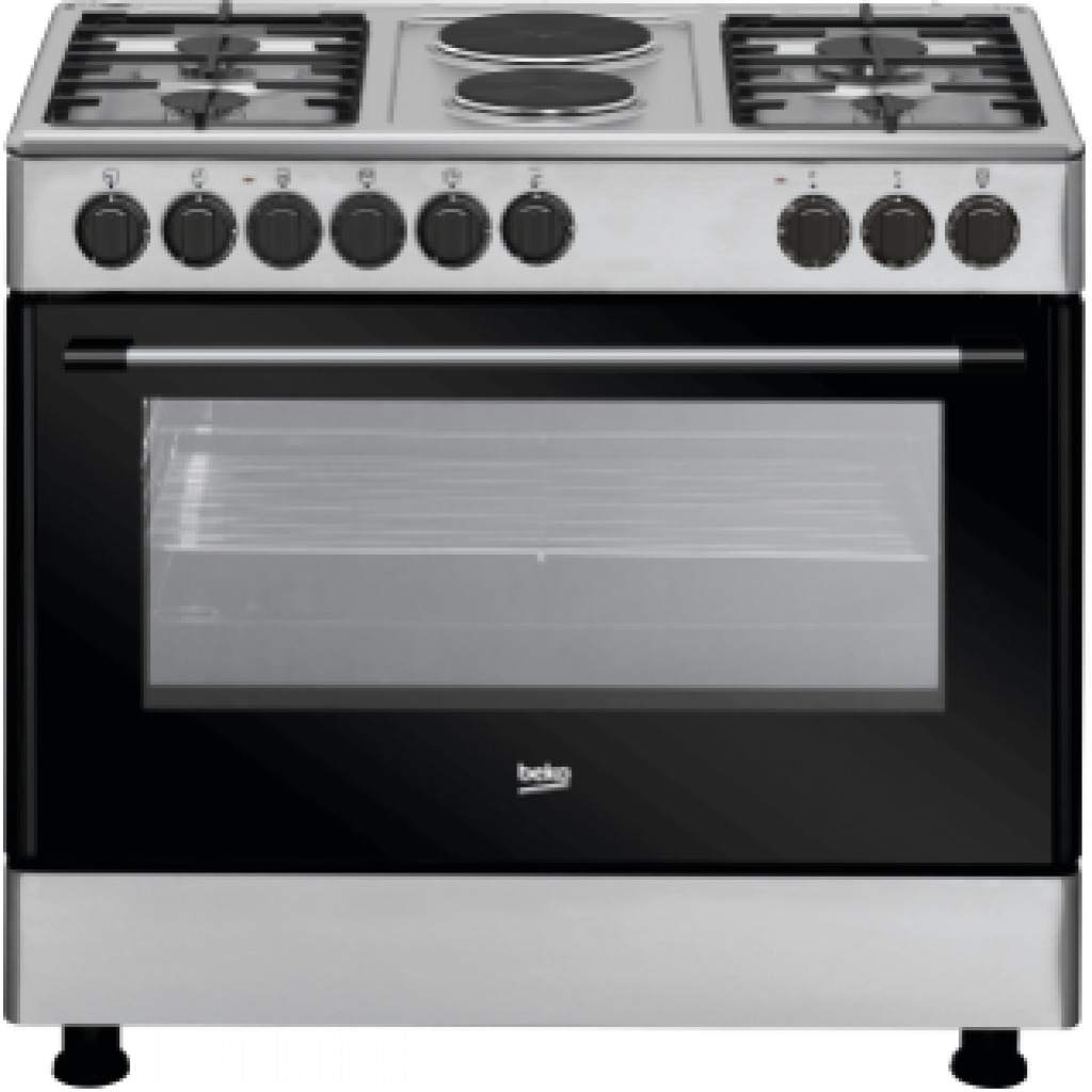 Beko 90x60cm Cooker, 4 Gas + 2 Electric, Inox, GE 12121 DX