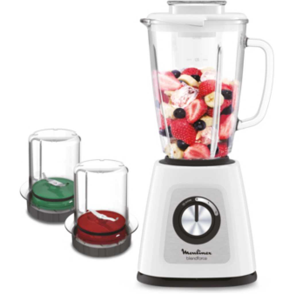 Moulinex Blendforce Glass Blenders, White, 700 Watts - Lm438127