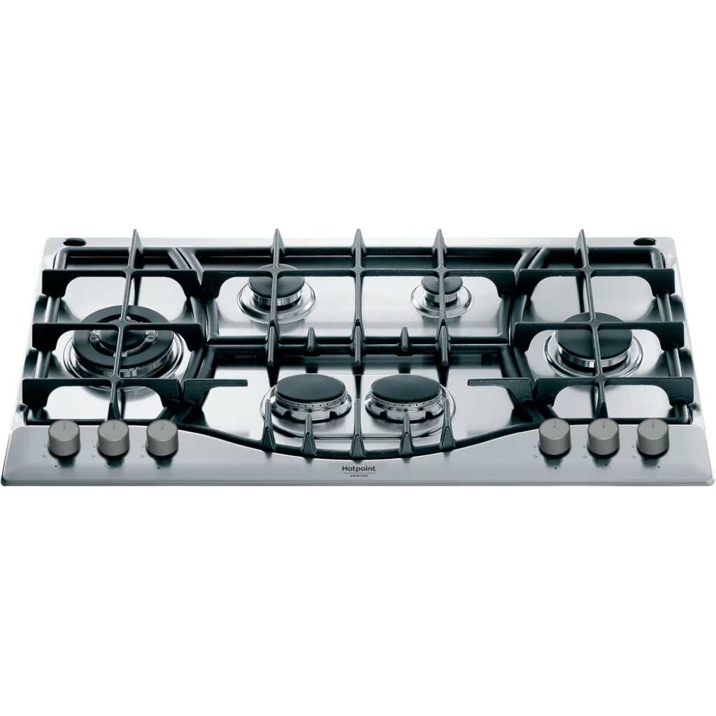 Ariston 90cm Built-in Gas Hob, PH 961TS/IX/A – 90cm, 6 Gas Burners, Auto Ignition - Stainless Steel Gas Cooker Cooktop