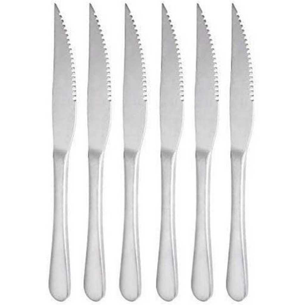 6 Pieces Of Table Steak knives Cutlery Set, Silver