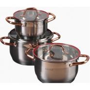 3 Piece Stainless Steel Saucepans/Cookware Pots- Silver
