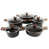 5 Pieces Of Non-stick Serving/Saucepans/Cookware - Black