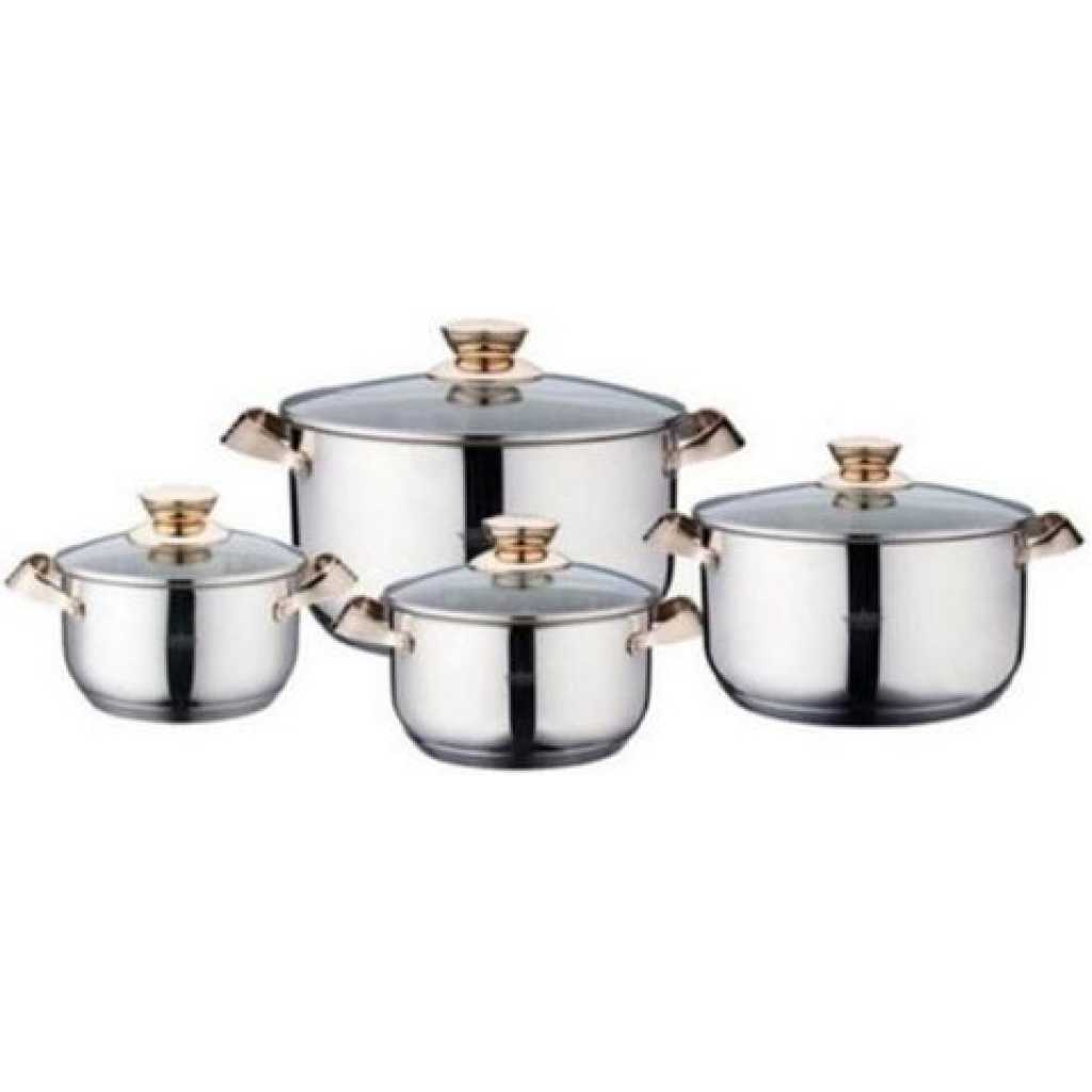 4 Pieces Of Stainless Steel Saucepans/Cookware, Silver