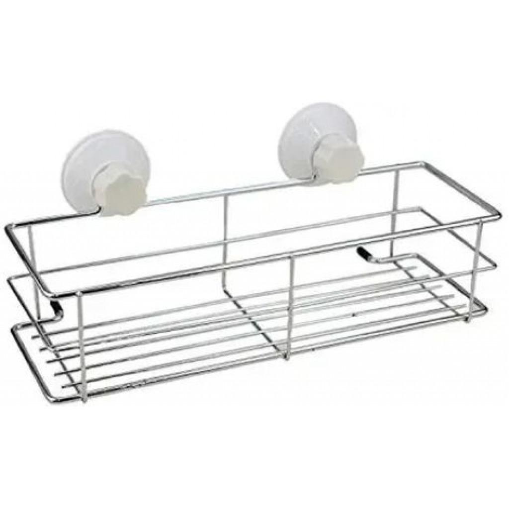 Stainless Steel Suction Kitchen/Bathroom Shelves Storage Organizer Rack,Silver