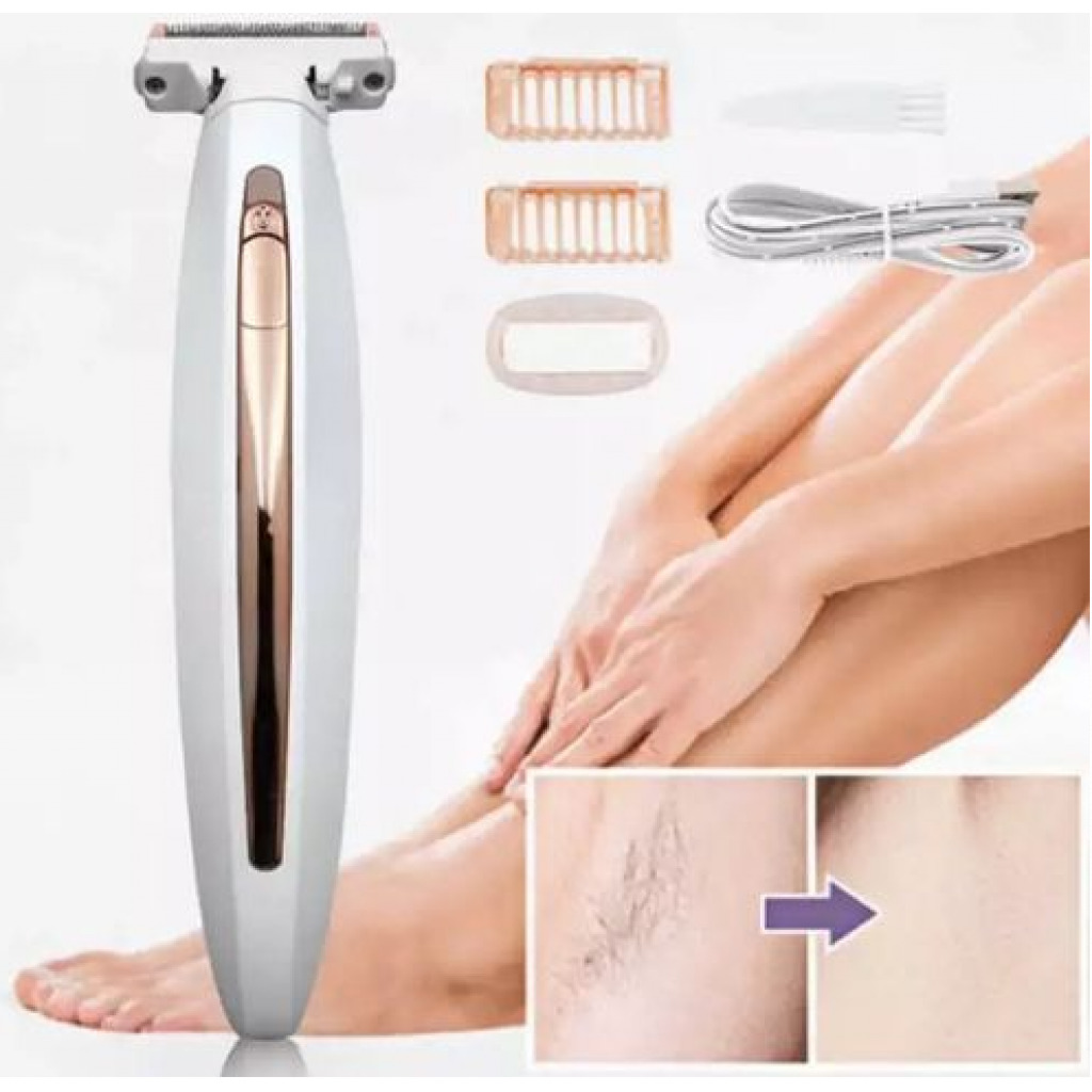 Painless Whole Body Hair Removal Wet And Dry Rechargeable Electric Shaver (White)
