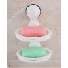 Double Layer Wall Mounted Kitchen, Bathroom Sponge Soap Dish Holder, White