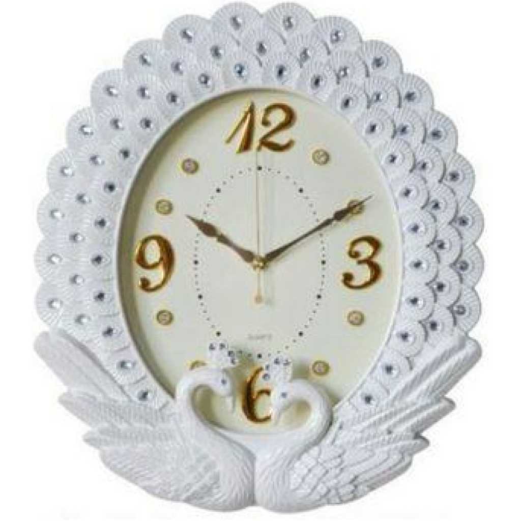 Peacock Silent Stylish Wall Clock - White