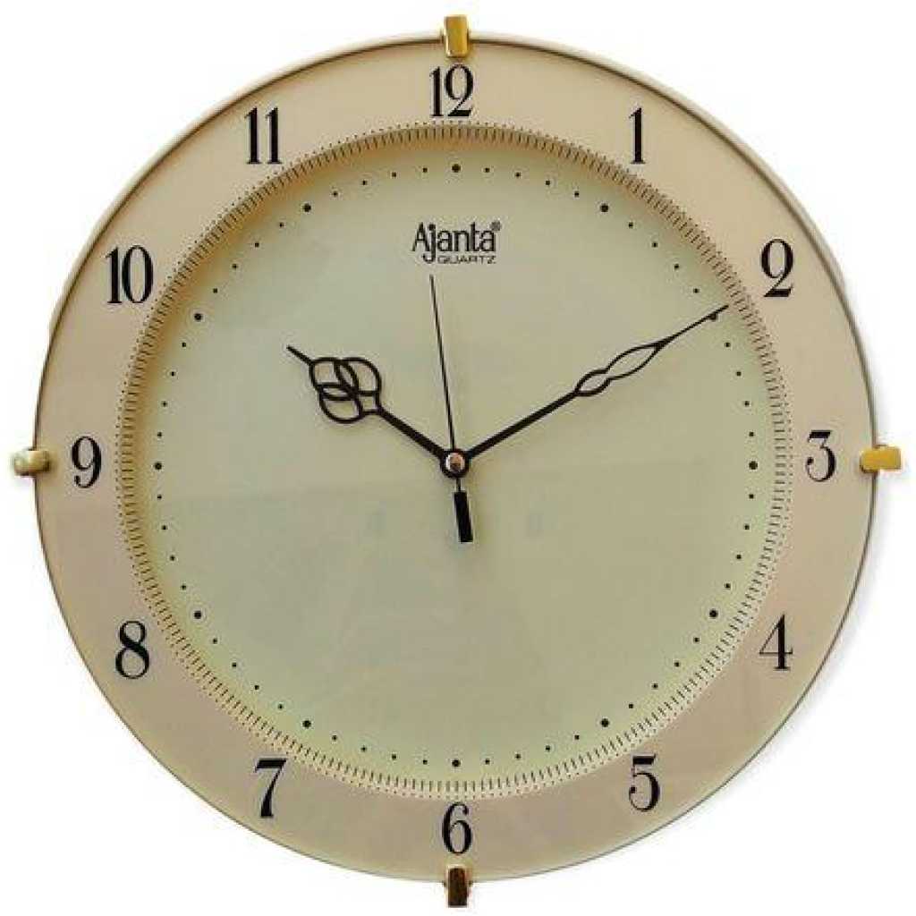 Ajanta Quartz Plastic Wall Clock beige with Round Dial Shape 897