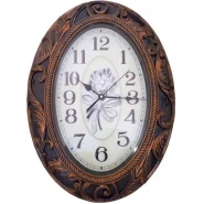 Large Oval Analog Wall Clock Watch - Brown