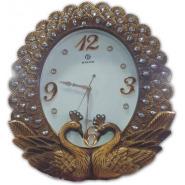 Silent Non Ticking Peacock Stylish Wall Clock - Gold