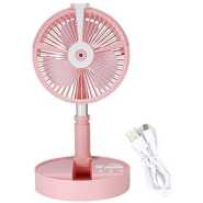 Wireless Portable Folding USB Rechargeable Telescopic Remote Fan- Pink & White.