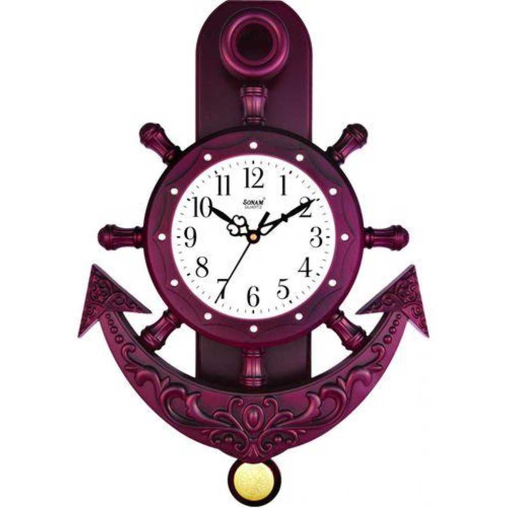 SONAM Quartz Pendulum Wall Clock - Coffee Brown