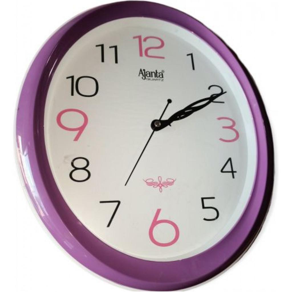 Ajanta Quartz Wall Clock Oval Shape - Purple