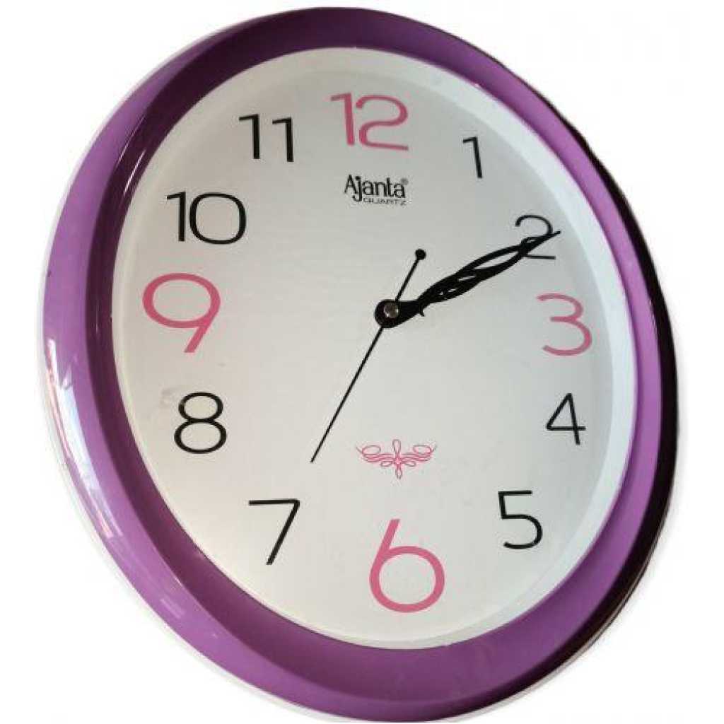 Ajanta Quartz Wall Clock Oval Shape - Purple