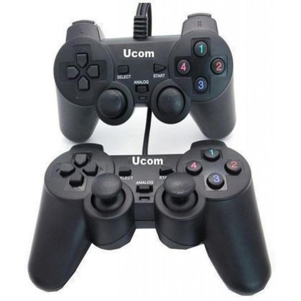 UCOM PC Twin Controller Game Pads Double Shock Vibration - Black