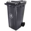 Outdoor 240L Plastic Wheel Dustbin Waste Bin, Garbage Bin - Black