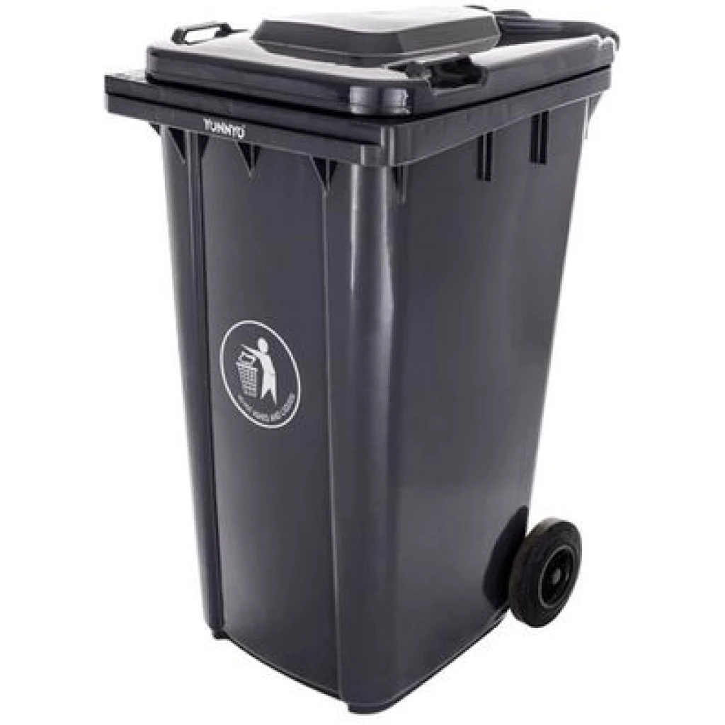 Outdoor 120L Plastic Waste Bin - Black