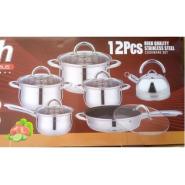 12 Pieces Of Heavy Stainless Steel Saucepans/Cookware, Silver