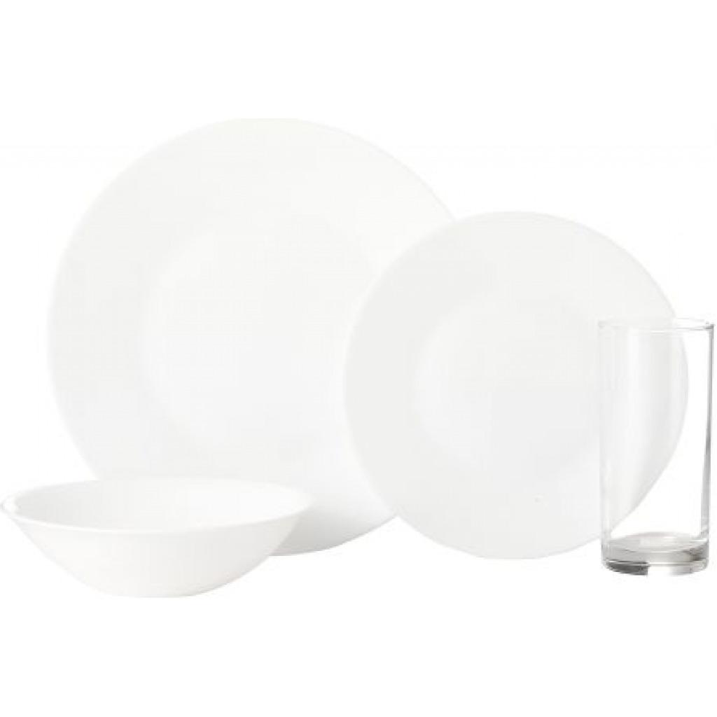 Luminarc Opal Glass 16pcs,Dinnerware Set - White