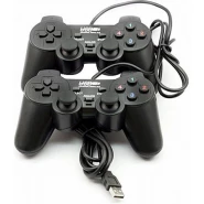 Twin Dual Double Shock Vibration PC Controller Computer / Laptop Game Pads / Joy Pads – Black Gaming TilyExpress
