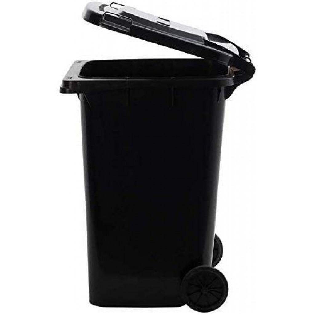 Outdoor 120L Plastic Waste Bin  Dustbin, Garbage Bin   - Black