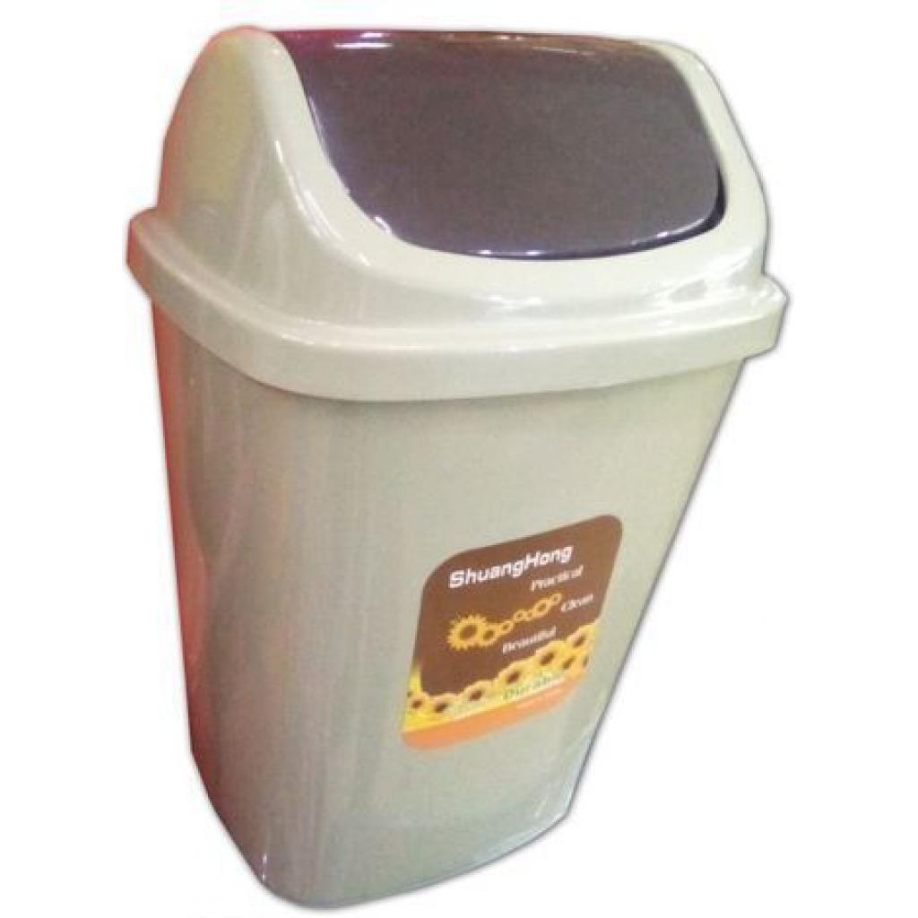 Nice Small In And Out Waste Bin With Its Cover - Cream/grey