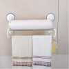 Kitchen And Bathroom Towel Rack With Magic Suction Cup and 5 Crossbars - White