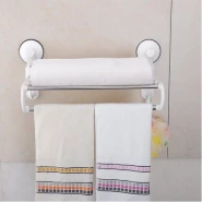 Kitchen And Bathroom Towel Rack With Magic Suction Cup and 5 Crossbars,White