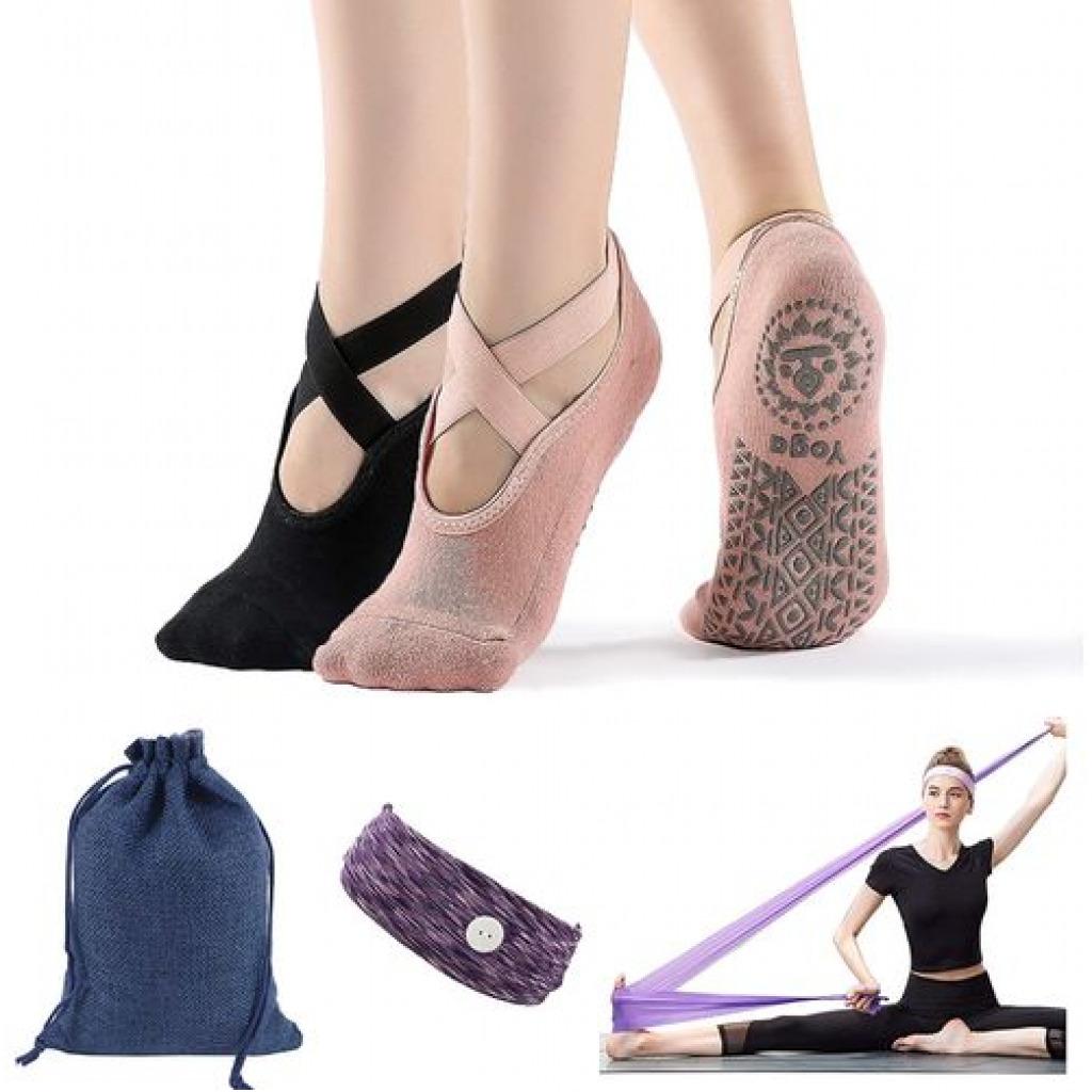 Women Socks For Dance Yoga Fitness Gym Exercise - Beige /Pink