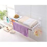 Kitchen And Bathroom Towel Rack With Magic Suction Cup and 5 Crossbars - White