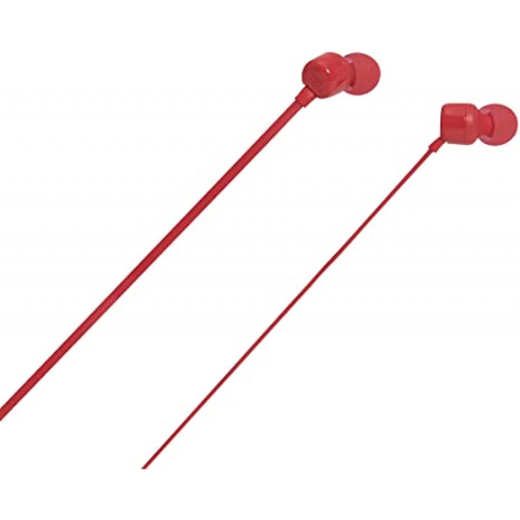 JBL T110 Headsets, Wired In-Ear Headphones With JBL Pure Bass Sound, Earphones By Herman - Red