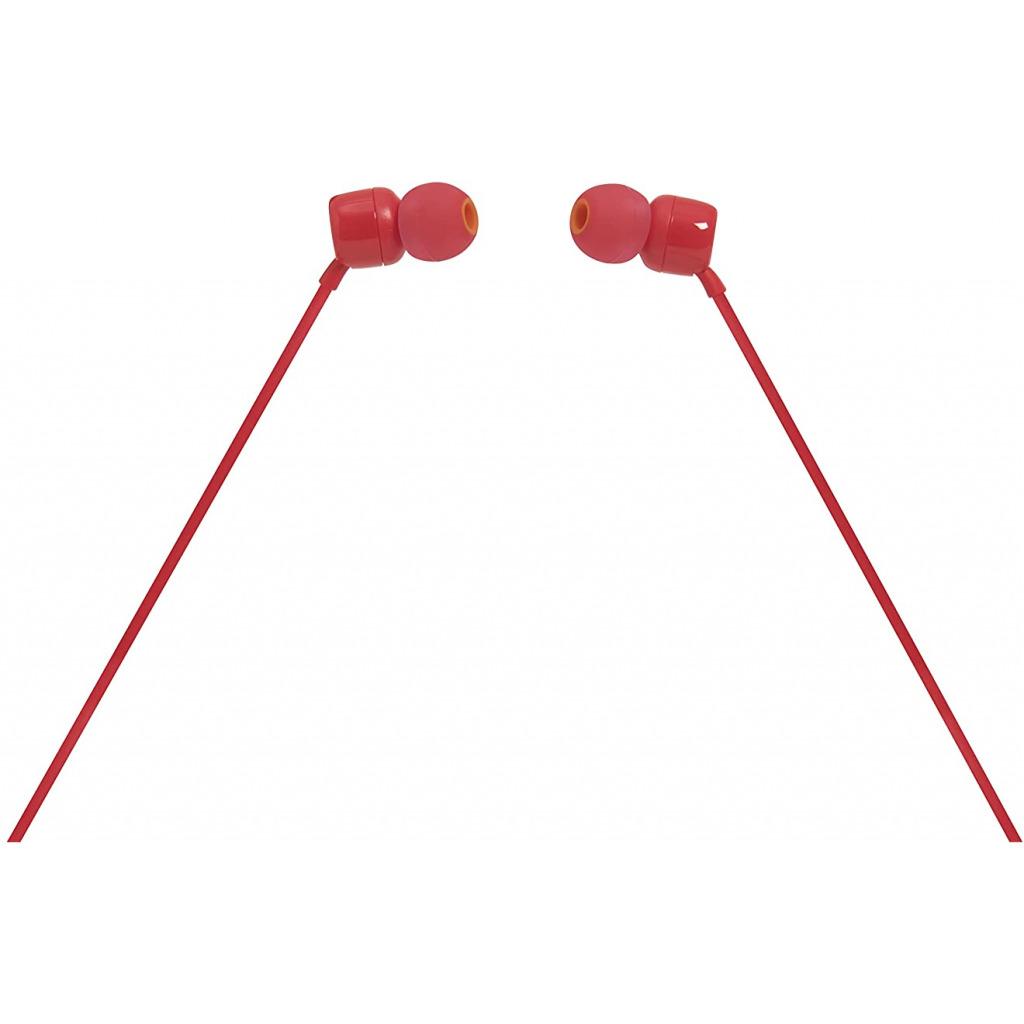 JBL T110 Headsets, Wired In-Ear Headphones With JBL Pure Bass Sound, Earphones By Herman - Red