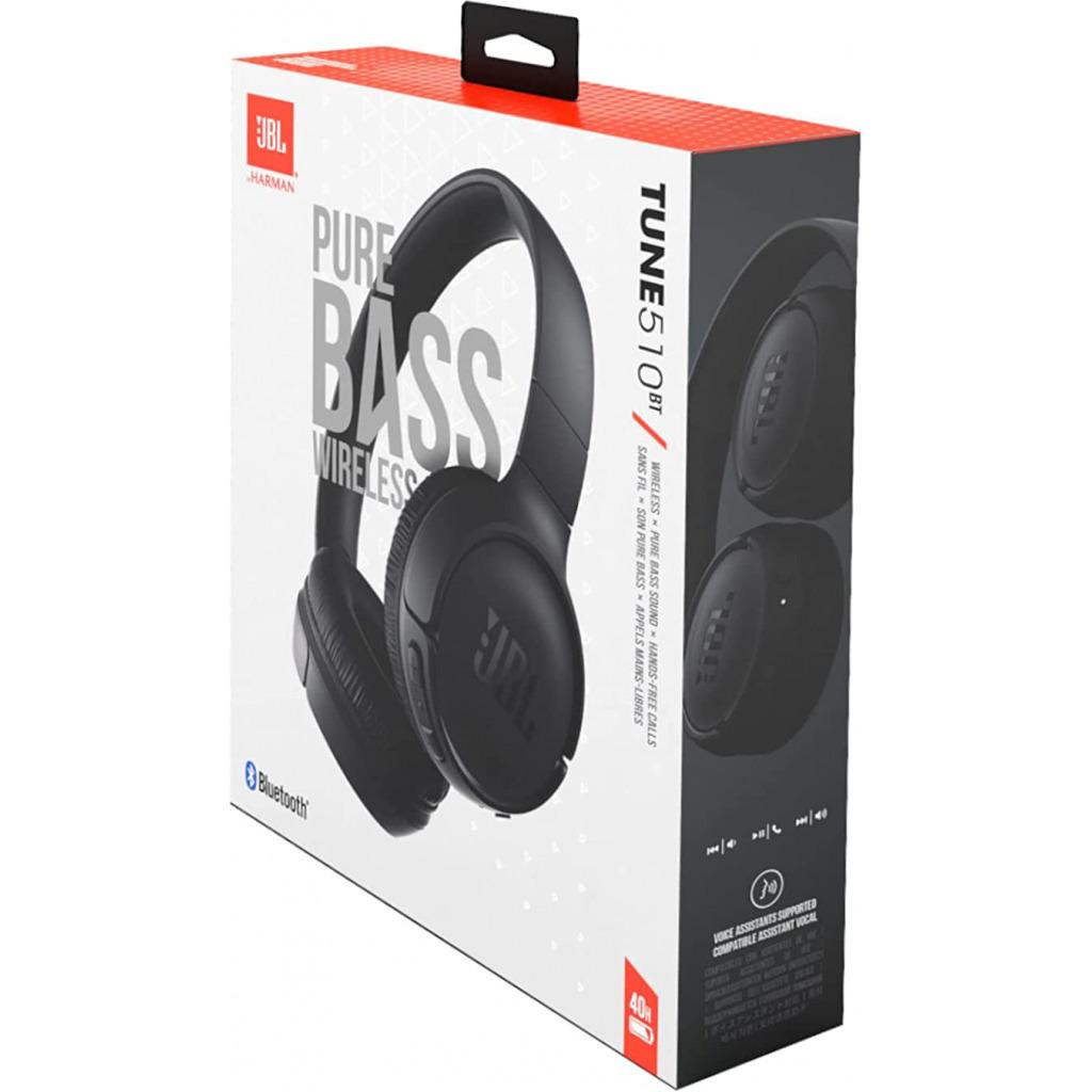 JBL Tune 510BT Headphones, Up to 40 Hours Playtime, Pure JBL Bass Wireless Headsets With Mic