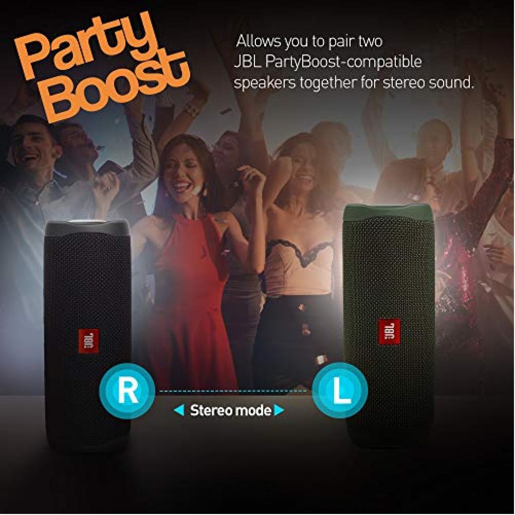 JBL Flip 5, IPX7 Waterproof Portable Wireless Bluetooth Speaker, Signature Sound With Powerful Bass Radiator - Green