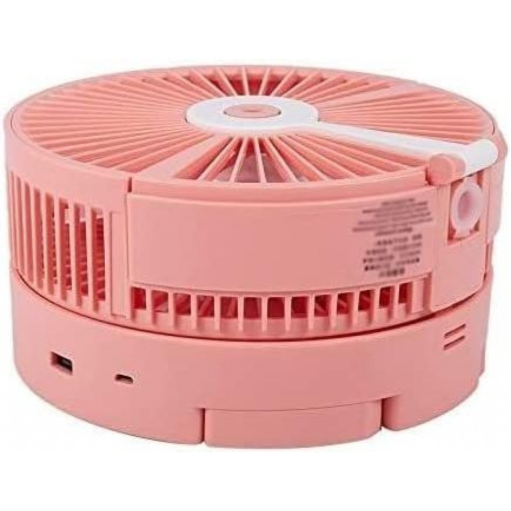 Wireless Portable Folding USB Rechargeable Telescopic Remote Fan- Pink & White.