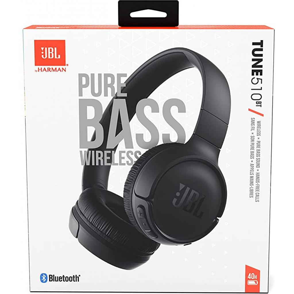 JBL Tune 510BT Headphones, Up to 40 Hours Playtime, Pure JBL Bass Wireless Headsets With Mic