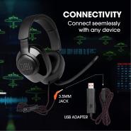 JBL Quantum 300 Gaming Headphones, Wired Over Ear Gaming Headphones with mic, JBL Quantum Surround Sound, 3.5mm to USB Type-A Adapter – Black Headphones TilyExpress