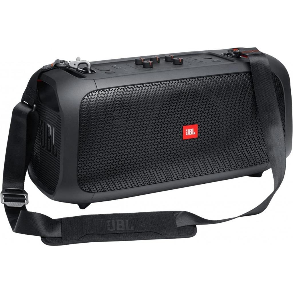 JBL PartyBox On-The-Go Portable Karaoke Party Speaker with Wireless Microphone, 100W Power Output, IPX4 Splashproof, 6 Playtime Hours, Shoulder Strap and Wireless 2 Party Speakers Pairing (Black)