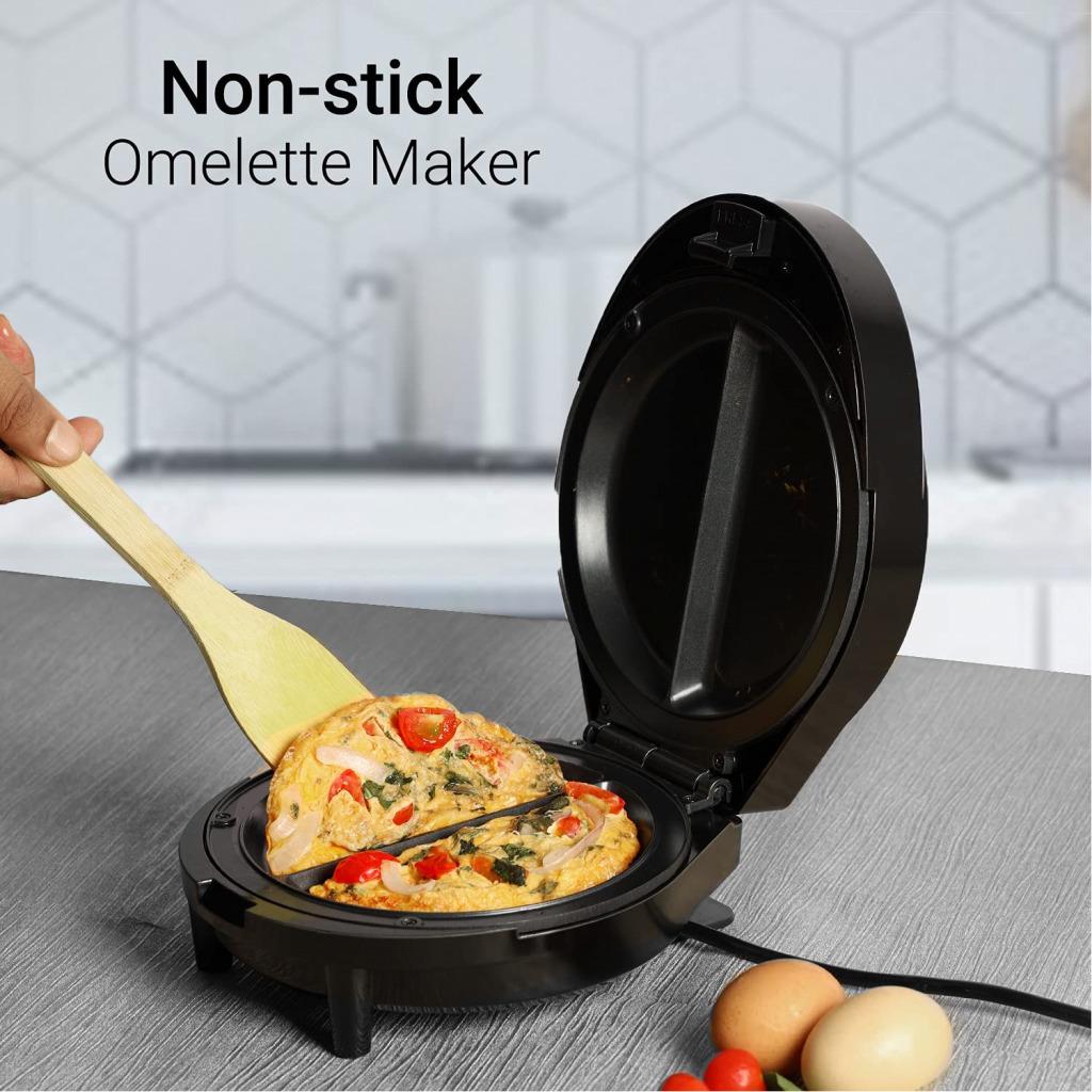 Geepas 1000W Omelette Maker | Dual Electric Non-Stick Egg Cooker | Automatic Temperature Control & Power Light Multi Cooker for Omelettes, Fried, Poached & Scrambled Eggs | Cool Touch, 2 Year Warranty - GOM36535