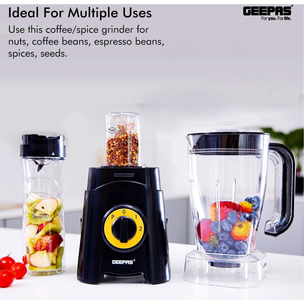 Geepas GSB44033 3 in 1 Blender, Unbreakable Jar Smoothie Blender - Black